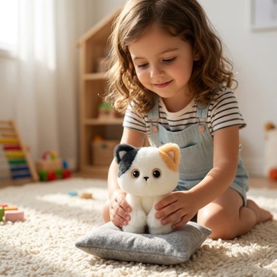 Peluche chat meilleure amie de l'enfant