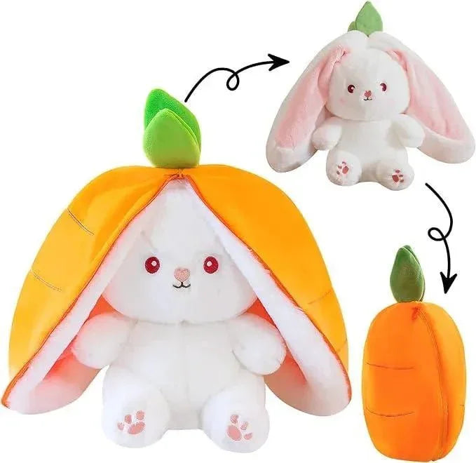 Doudou lapin transformable en carotte, doux pour le sommeil et l'éveil de bébé - Nanoukid