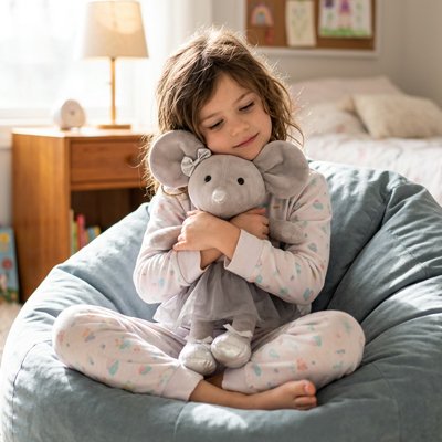 Peluche souris grise rassurante