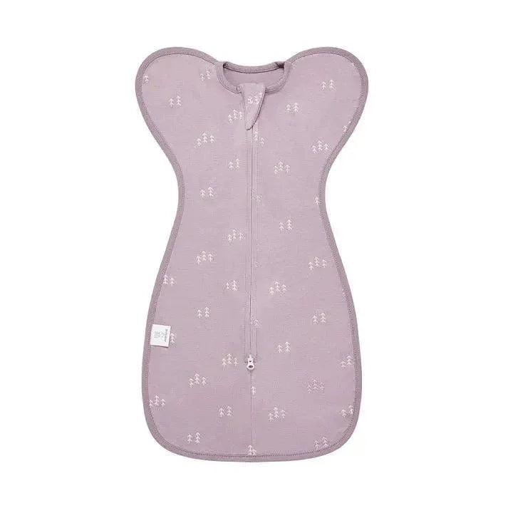 Sac de couchage bébé mauve à motifs, ouverture zippée, gigoteuse confortable