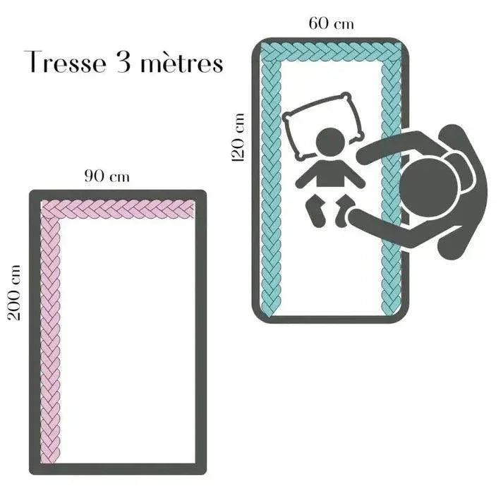 Tresse 3 mètres pour lit bébé, sécurité et confort au coucher - Nanoukid