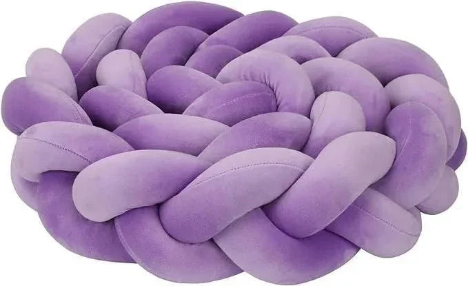 Tour de lit tressé violet pour bébé, tresse de lit moelleuse, sécurité berceau.