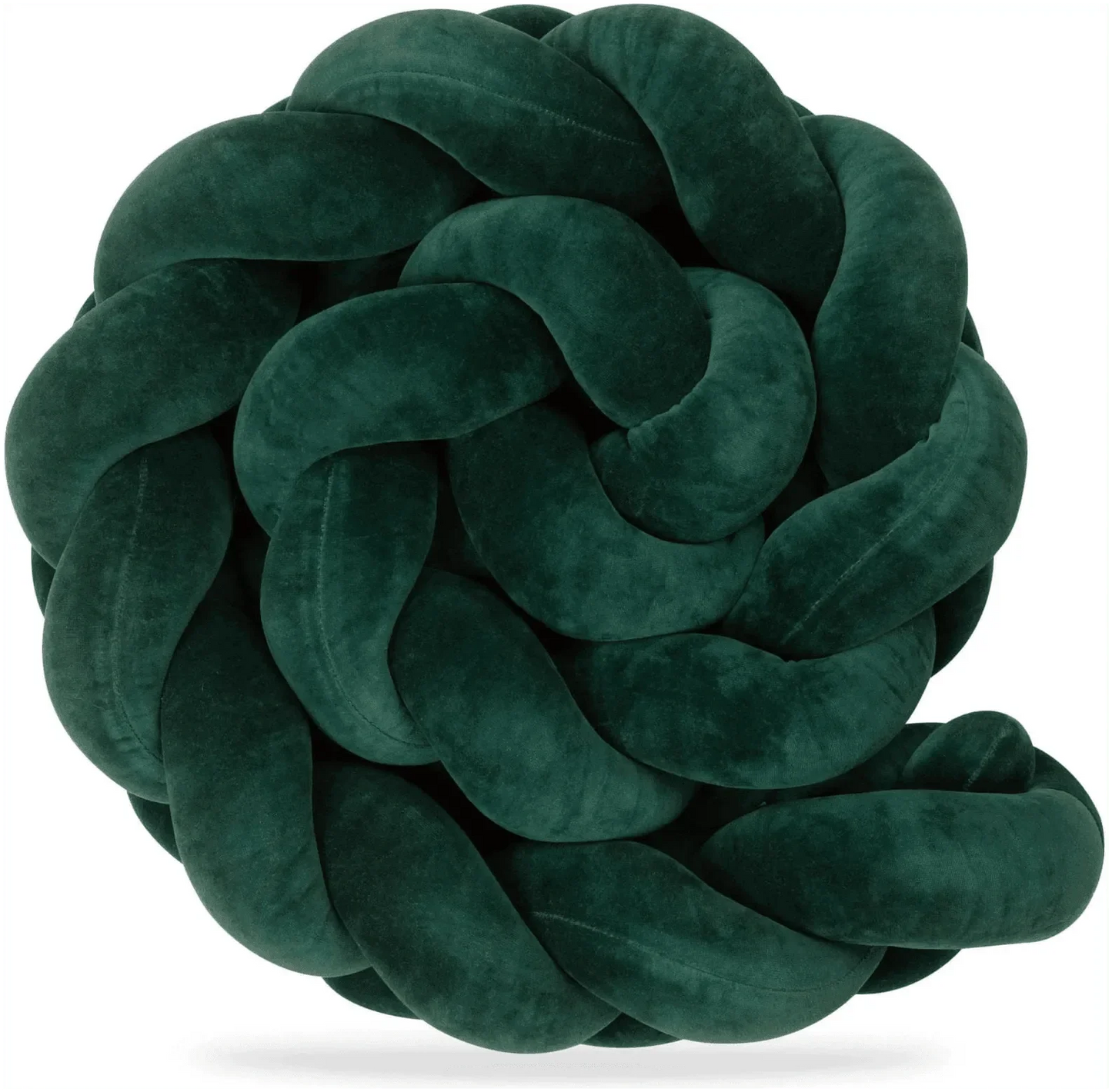 Tresse de lit bébé vert sapin en velours, douce et sécurisée, enroulée en spirale.