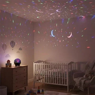 Veilleuse projection lumière rassurante dans la chambre de bébé