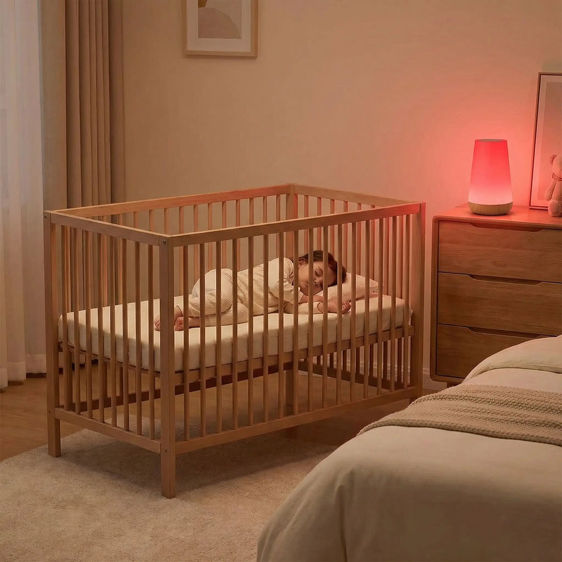 bébé-dodo-lit-cage-veilleuse-rouge