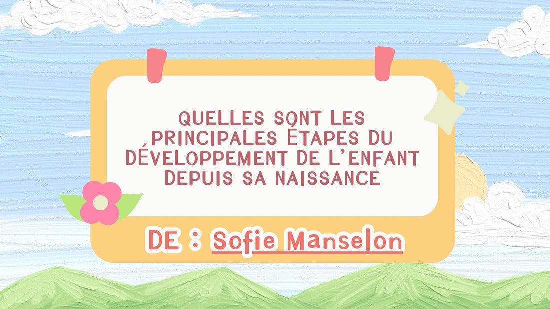 Illustration éducative sur les étapes du développement de l'enfant, ciel et montagnes en fond