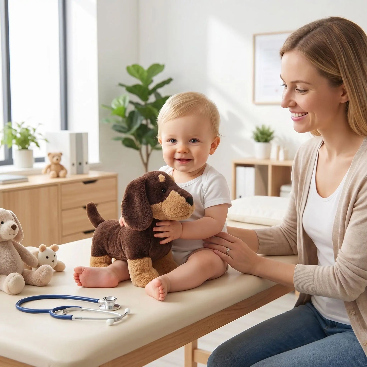bebe-avec-peluche-chien-tekel-docteur