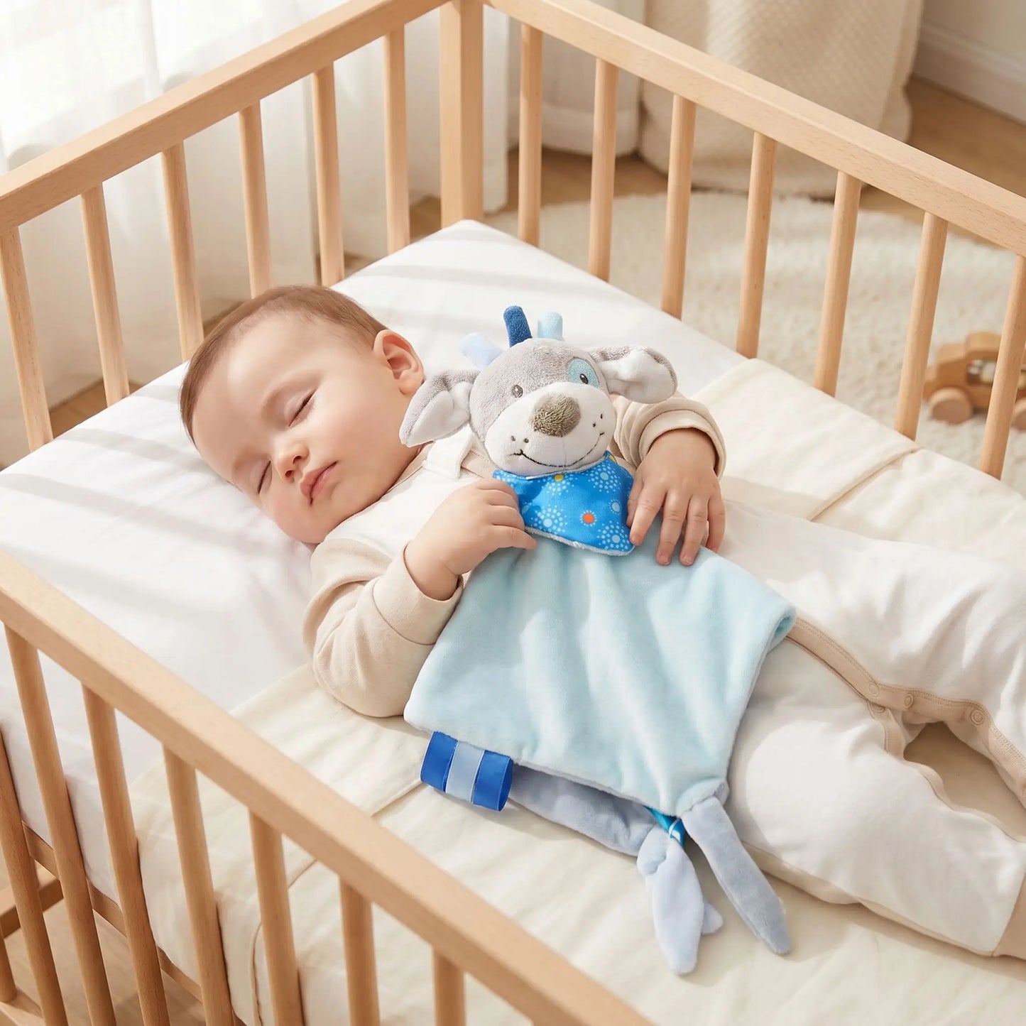 bebe-dort-paisiblement-avec-doudou-chien-plat