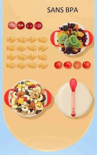BOL VENTOUSE BEBE COUVERCLE ET CUILLERE | BABY FOOD BOWL™ - nanoukid