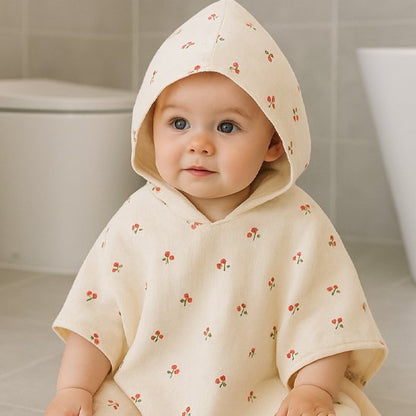 Cape de bain bébé cerise