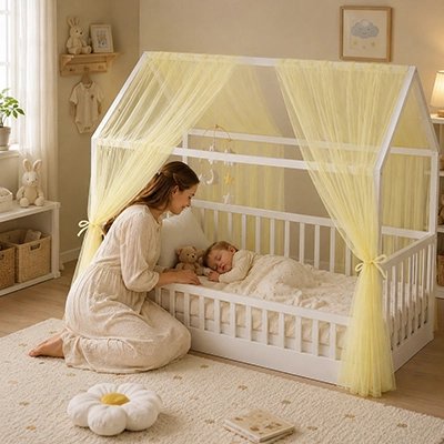 Ciel de lit enfant pour lit cabane  au sol 