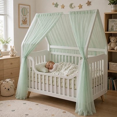 Ciel de lit enfant vert couleur mixte