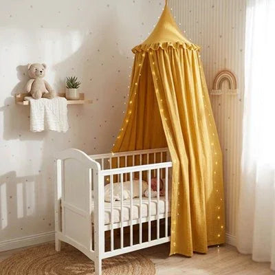 Ciel de lit moutarde bébé