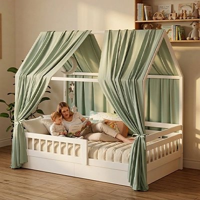 Ciel de lit vert doux moderne