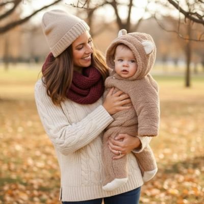 Combinaison hiver pour bebe en automne au parc