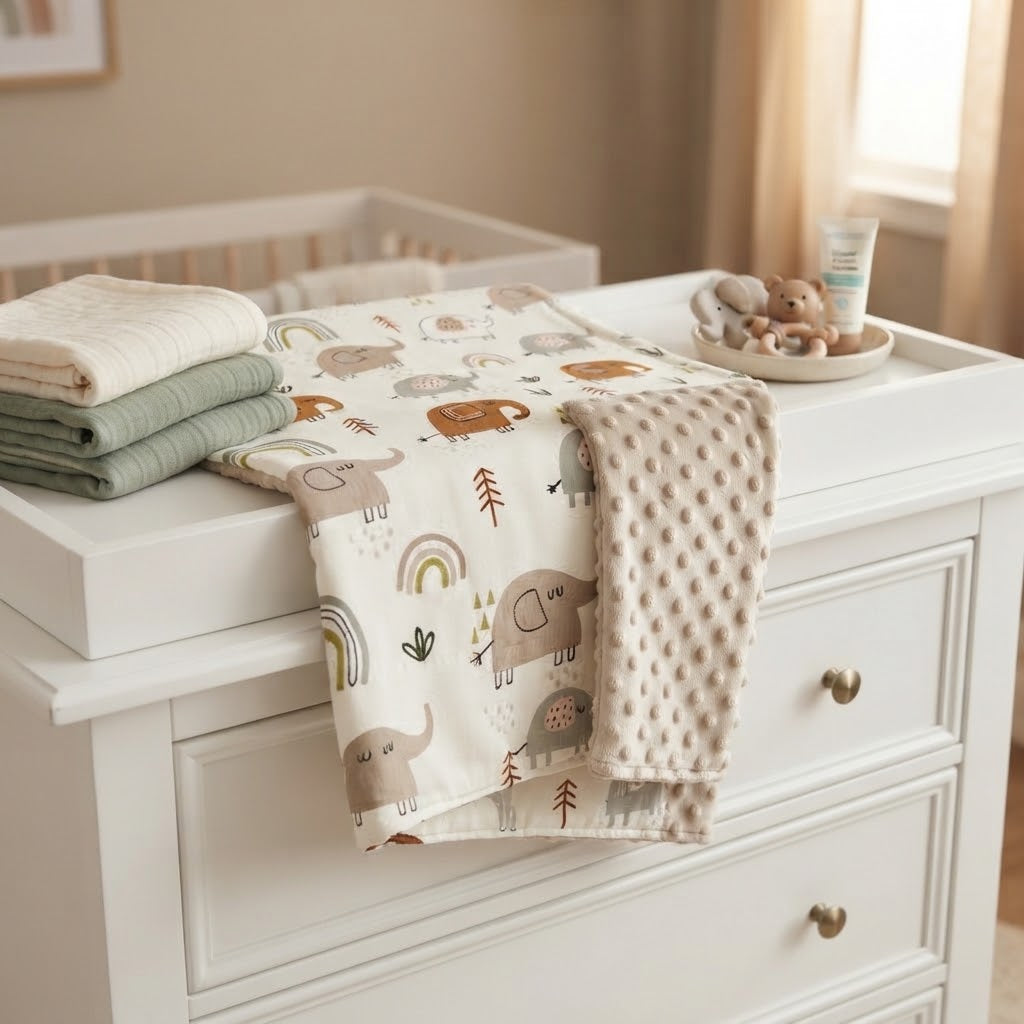 couverture bebe beige avec elephant