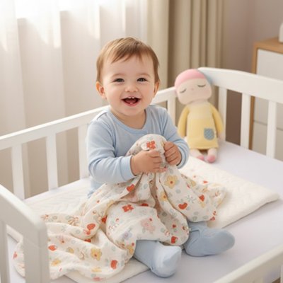 Couverture bébé  dans son lit