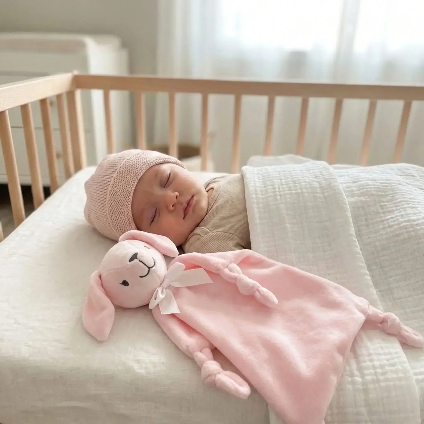 Doudou Lapin Plat Rose | Douceur - nanoukid