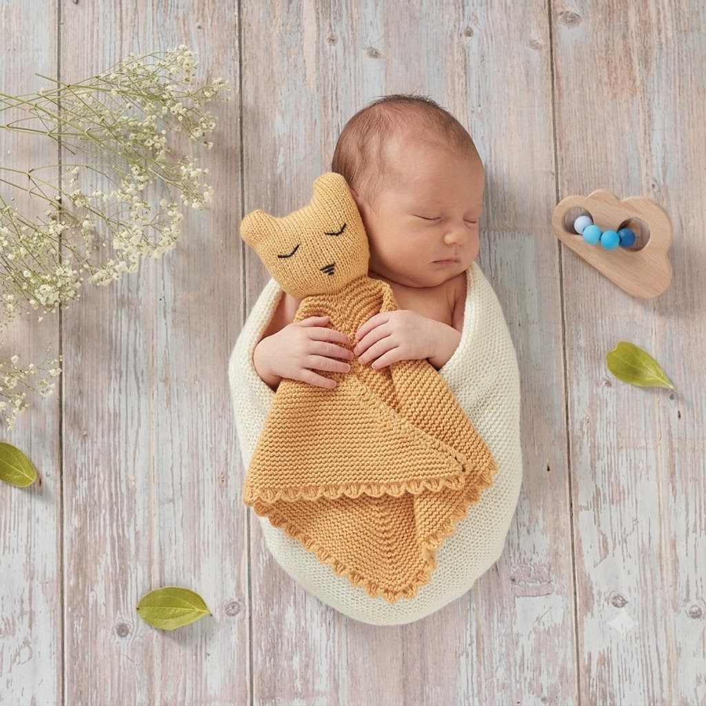 doudou chat orange plat  tricote