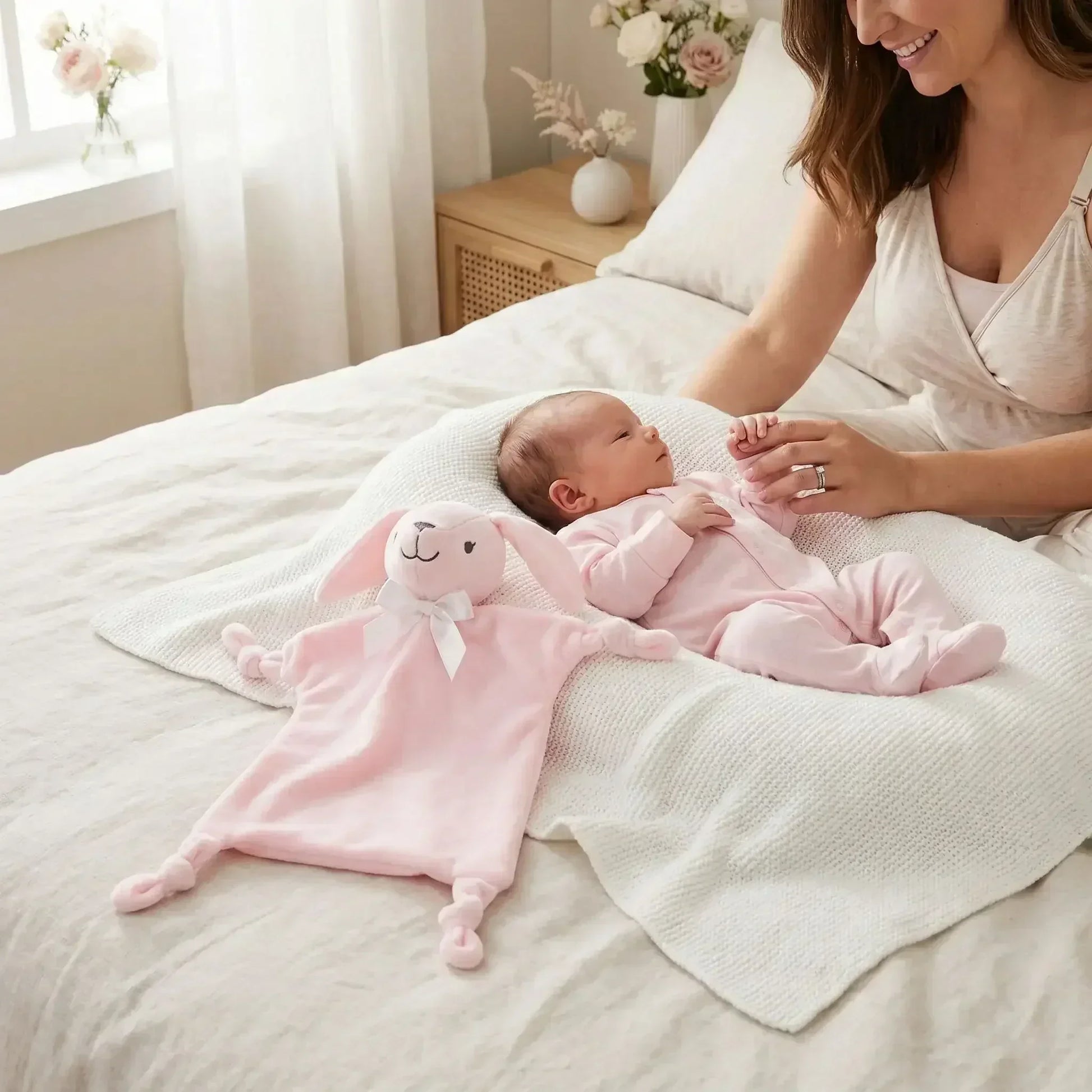 Doudou Lapin Plat Rose | Douceur - nanoukid