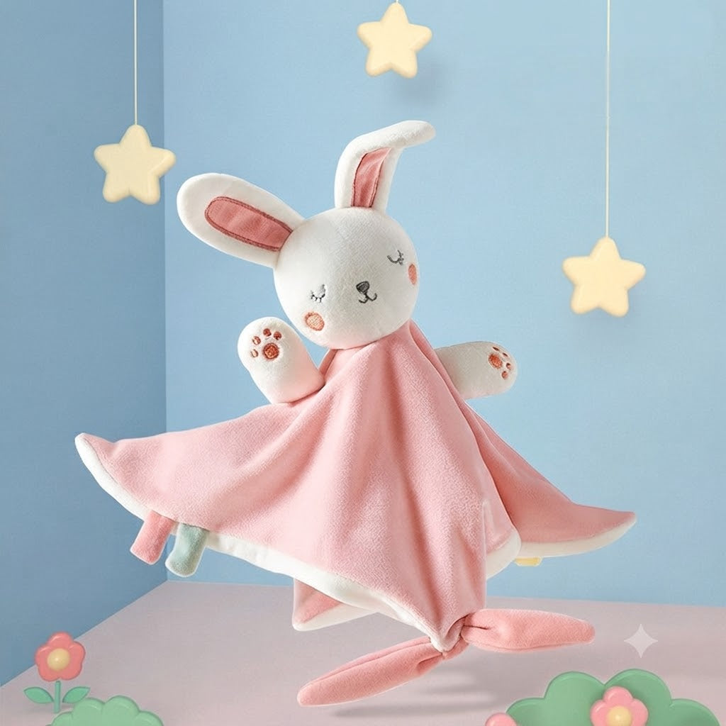 doudou lapin rose avec attache tétine