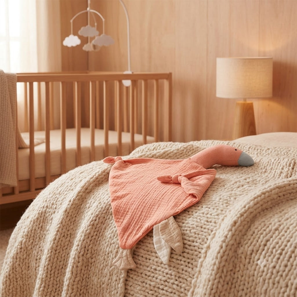 doudou oie plate rose saumon