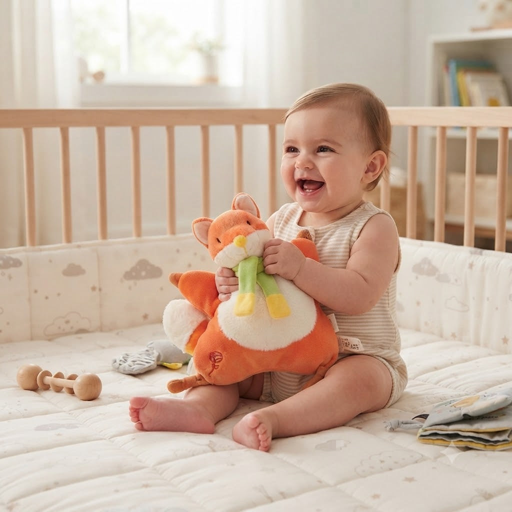 doudou renard rassurant bébé heureux