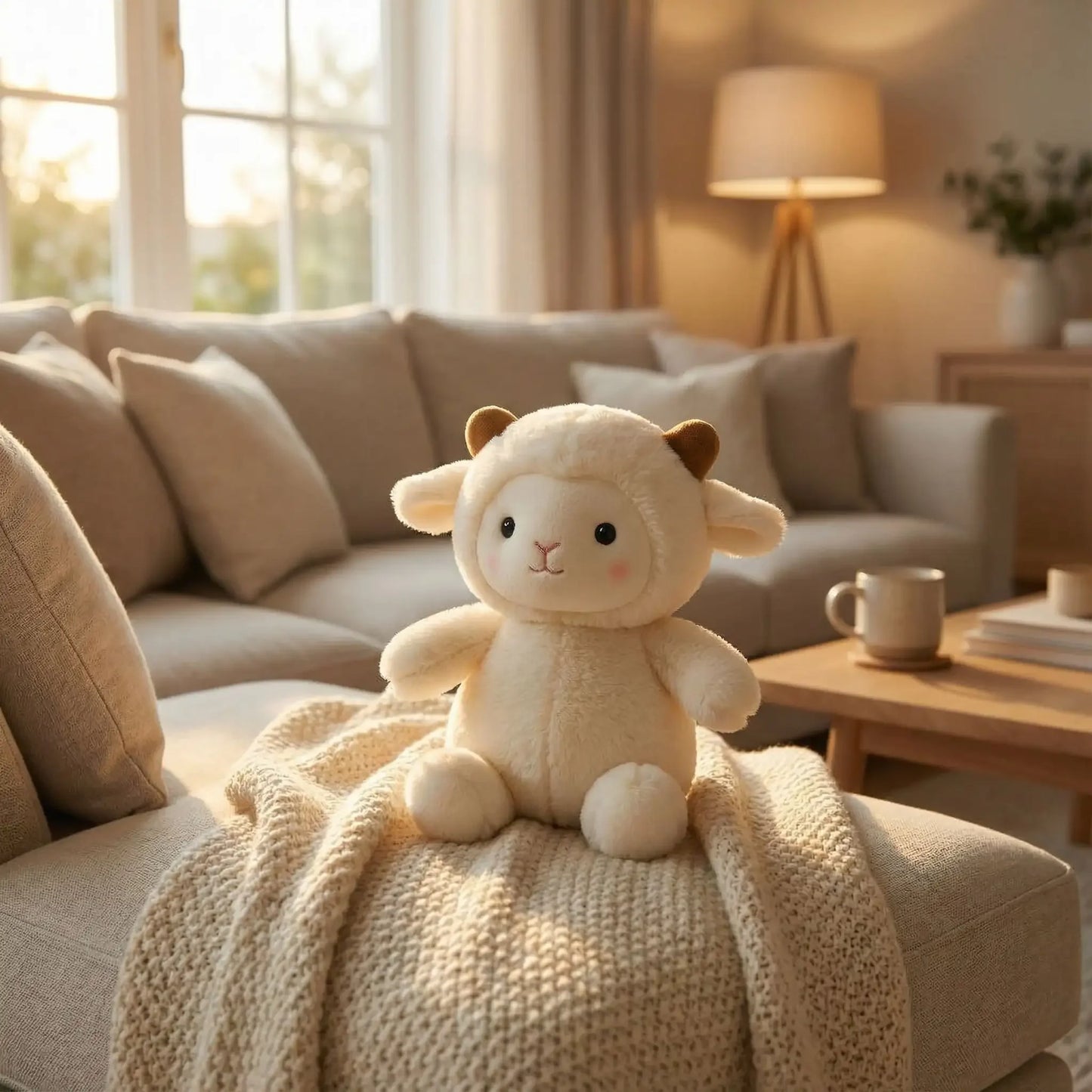 doudou mouton peluche blanc