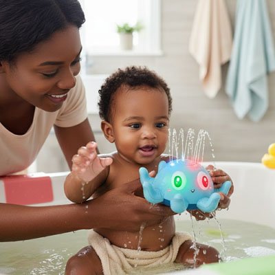 Jouet baignoire bebe pieuvre bleu