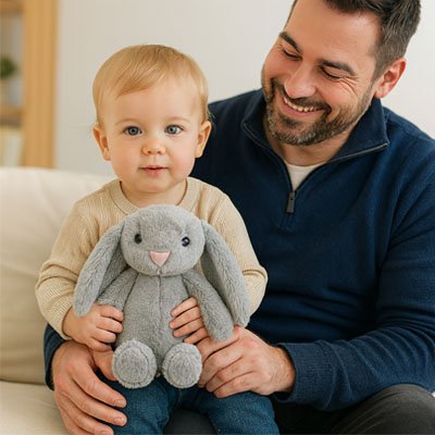 Lapin en peluche gris