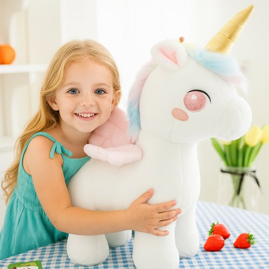 Licorne peluche rose