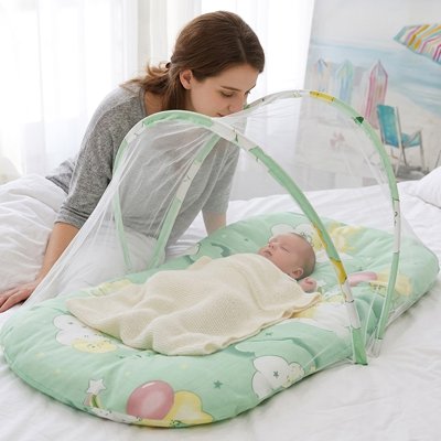 Lit moustiquaire bebe vert avec matelas