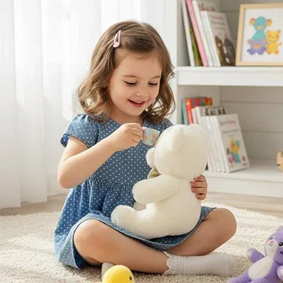 Ours en peluche blanc avec petite fille 