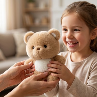 Ours en peluche dans les mains d'une petite fille