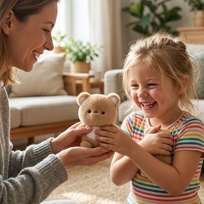 Ours en peluche offert à une petite fille
