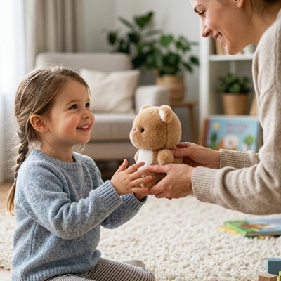 Ours en peluche offert de maman a bébé