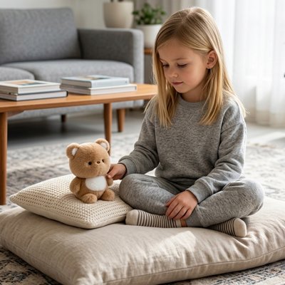 Ours en peluche qui ecoute les histoires de l'enfant