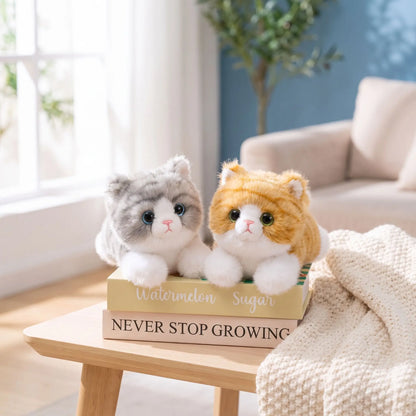 peluche chat gris beige adorable