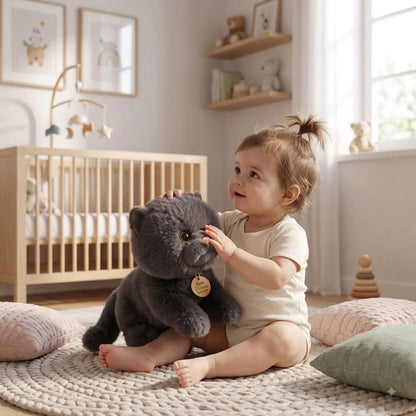 peluche chat gris douceur
