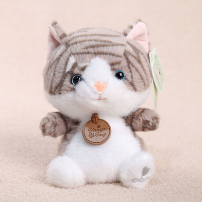 peluche chat gris yeux bleux