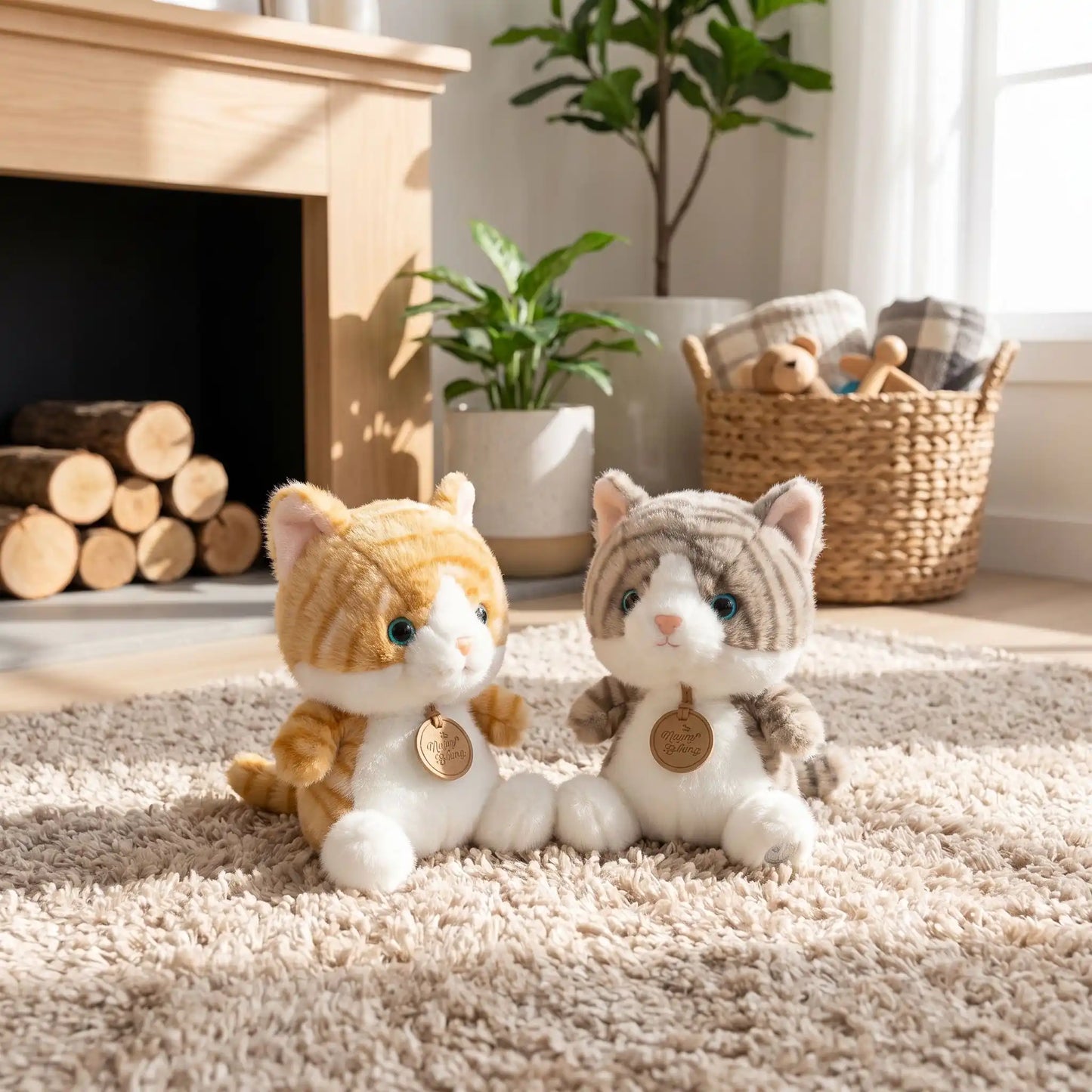 peluche chat mini gris caramel
