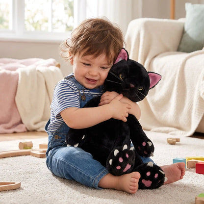 peluche chat noire caline avec bebe