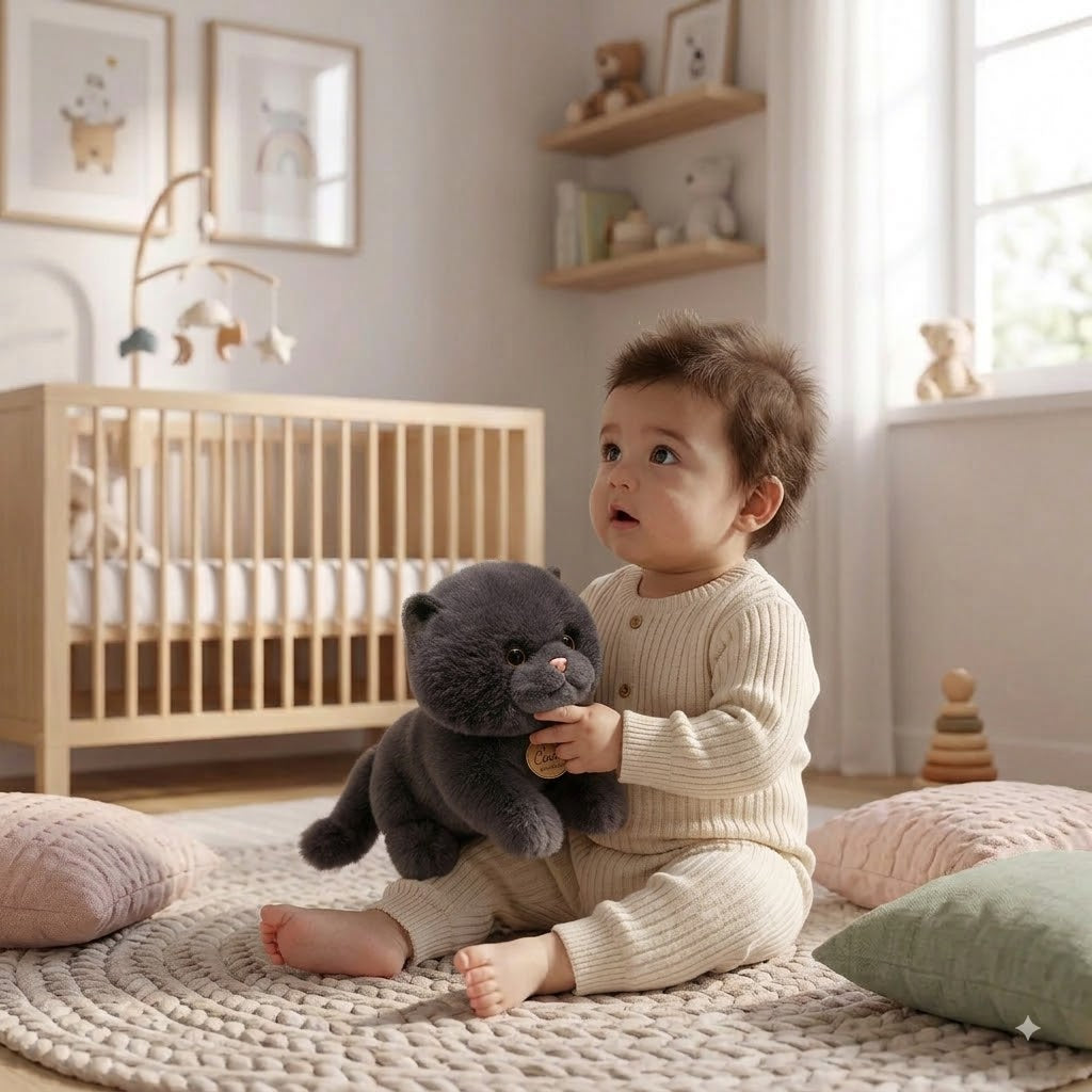 peluche chat petit mignon avec garçon