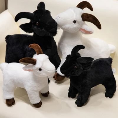  peluche chèvre noir et blanche