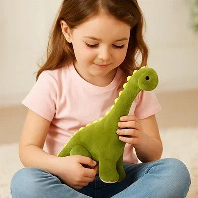 Peluche dinosaure avec petite fille