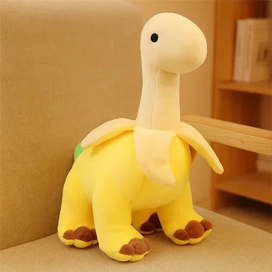 Peluche dinosaure jaune banane