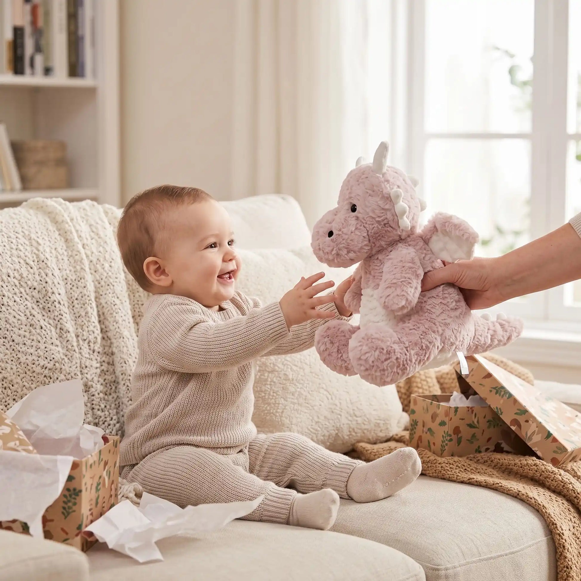 peluche dragon bebe rose