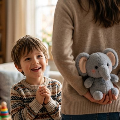Peluche elephant  pour un petit garcon