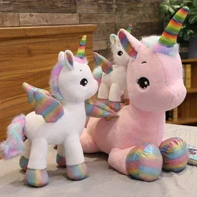 Peluche licorne rose te petite blanche