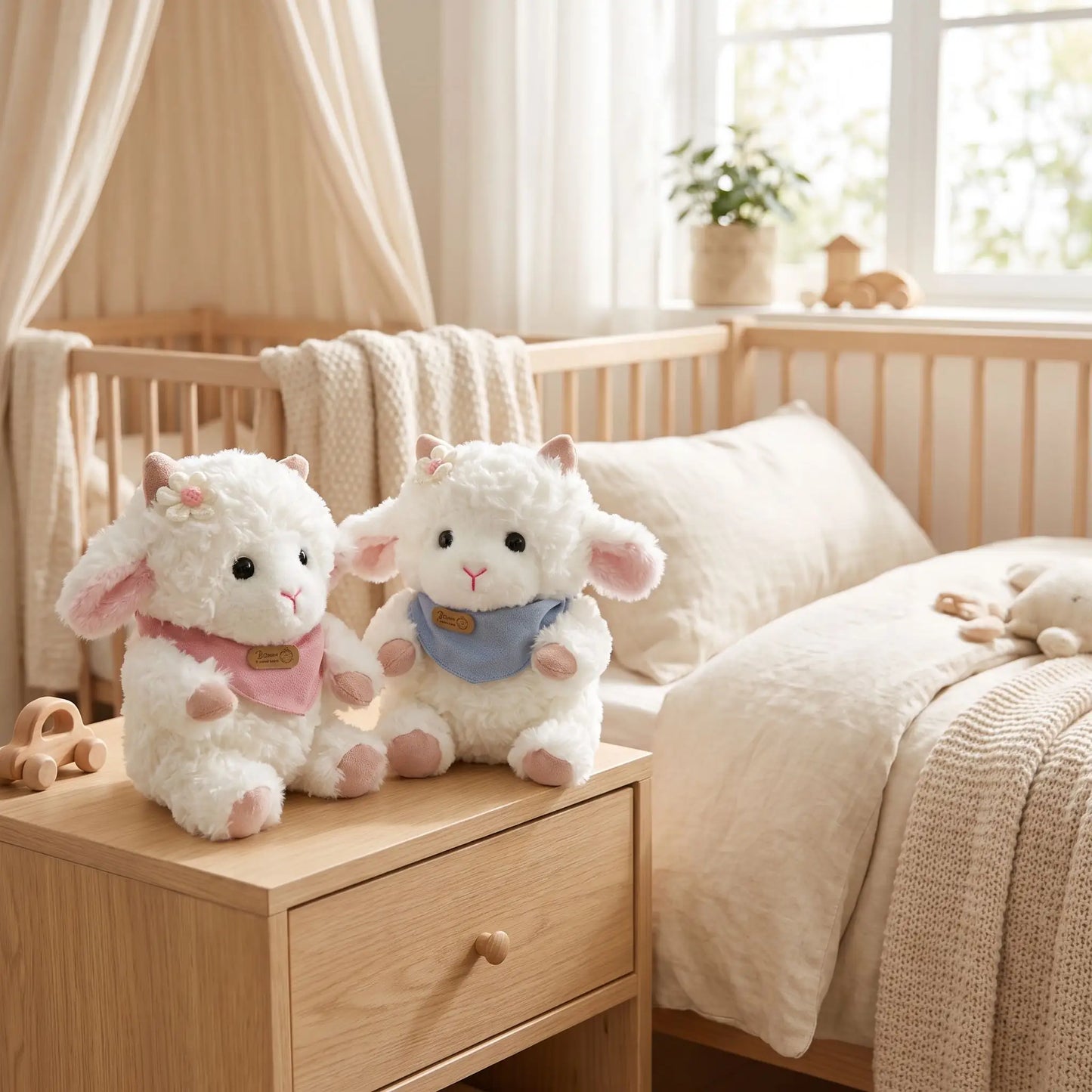 Deux doudous moutons ultra-doux pour le sommeil et l'éveil de bébé, idéal cadeau naissance - Nanoukid